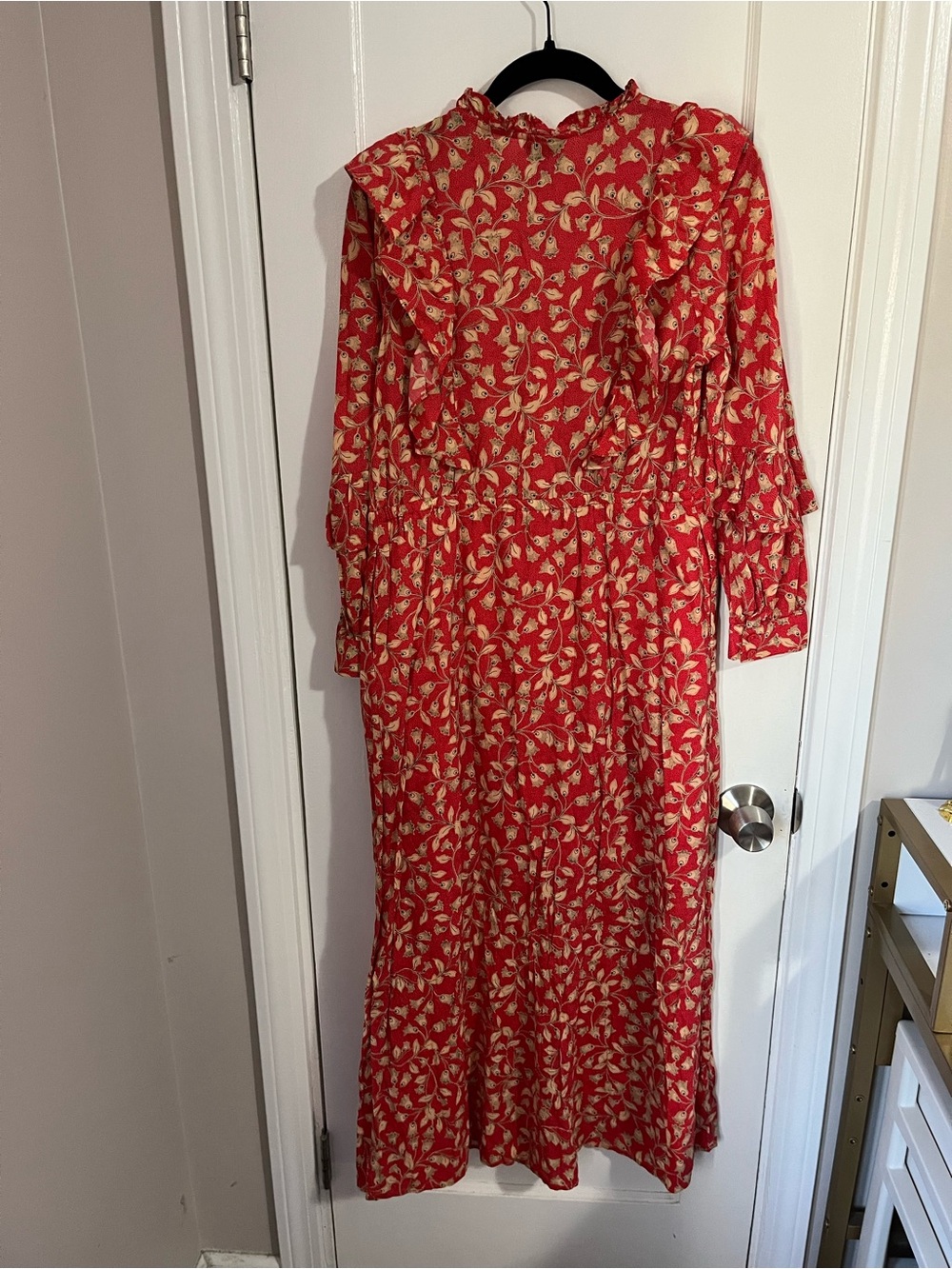Who What Wear Red Floral Ruffle Maxi Dress - Picture 2 of 6